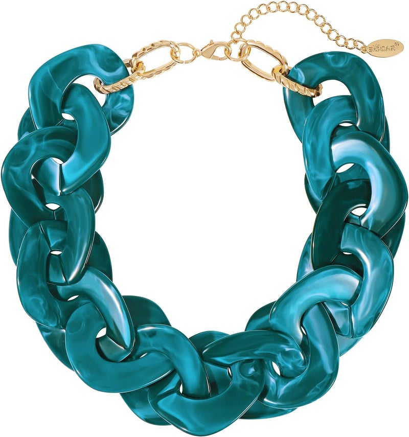Bocar Statement Chunky Acrylic Cuban Choker Necklace Fashion Bib Collar Chain Necklace for Women(NK-10666) - Image 1